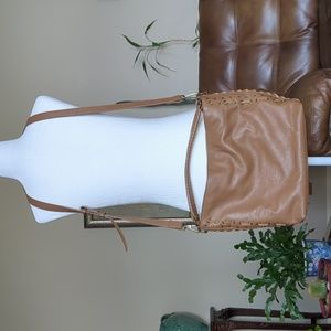 Leather Lucky Brand Tan Brown Leather Hobo Boho Vintage Convertible Bag